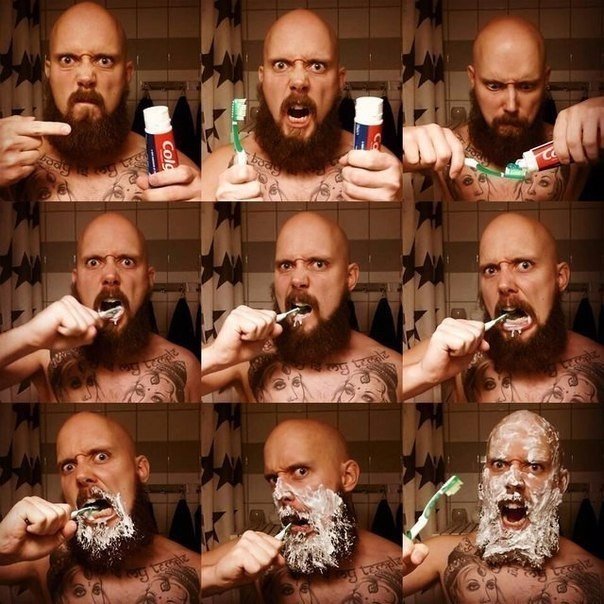 Как чистят зубы настоящие мужики...