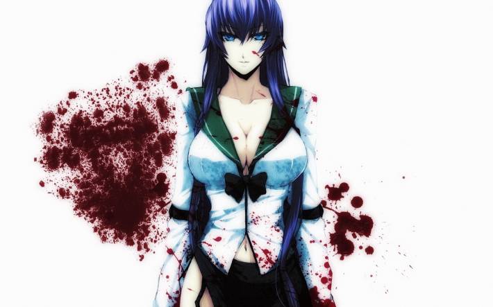 saeko busujima, highschool of the dead, кровь, ярость