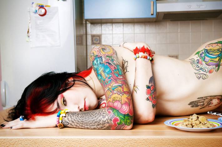 suicide, girls, pin up, tattoo, девушка, татуировки   - Широкоформатные фотографии