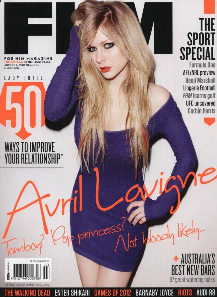 Голая звезда Avril Lavigne - FHM March 2012  Australia