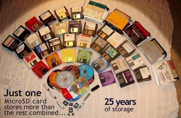 Одна MicroSD карточка (внизу) вмещает в себя больше