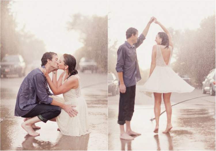 Свадебные фото молодожен в дождь